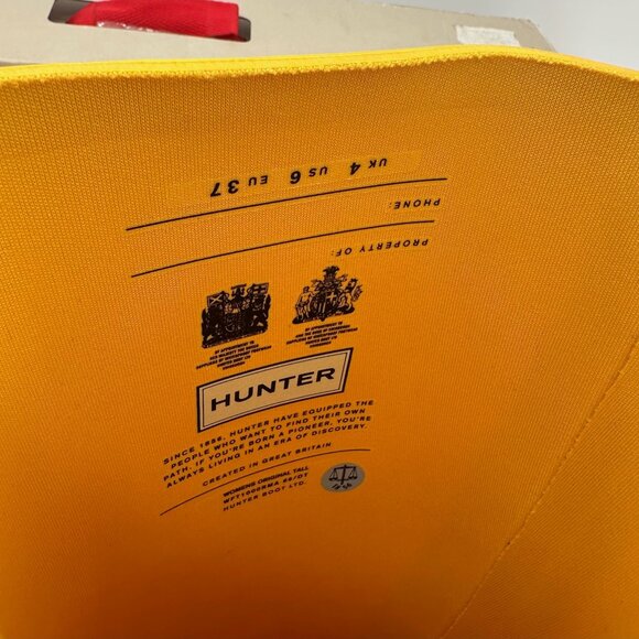 Hunter Original Tall Rain Boots Women’s 6 Yellow Waterproof Wellington Wellies - Picture 11 of 12